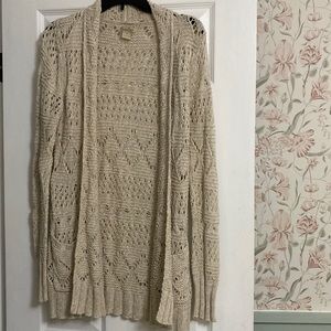 Lucky Brand Boho Cream Crocheted Cardigan